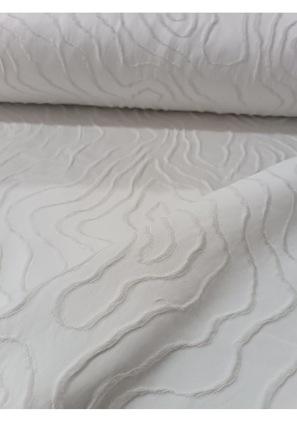 Desenli Jakar Fon Perde- Krem- Pilesiz Düz Dikim - SRTY714 fırsatları