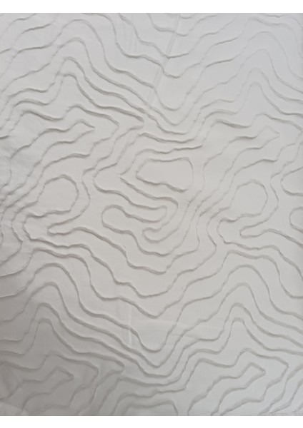 Desenli Jakar Fon Perde- Krem- Pilesiz Düz Dikim - SRTY714 indirimleri