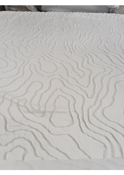 Desenli Jakar Fon Perde- Krem- Pilesiz Düz Dikim - SRTY714