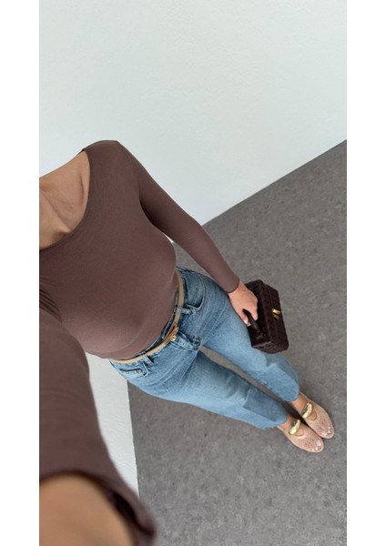 Kayık Yaka Transparan Modal Vizon Basic Bluz fırsatları