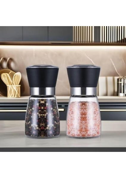 Home 2'li Ayarlanabilir Tuz ve Karabiber Değirmeni - Seramik Öğütücü, Baharat Öğütme Için Mükemmel Tasarım, 180 ml Kapasiteli, Dayanıklı ve Şık Baharat Değirmeni Seti (Siyah-Beyaz, 180 Ml) modelleri