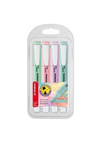 Stabilo Swing Cool Fosforlu Kalem Pastel Renkler 4"lü 2754-08