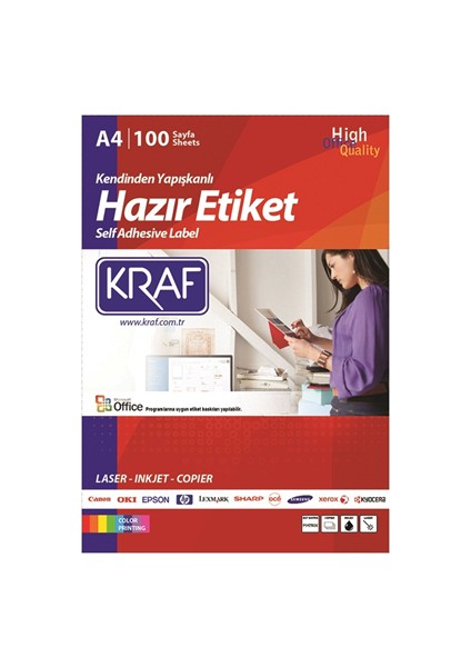 Kraf 199.6X289.1 mm Laser Etiket 100"LÜ KF-2001-9