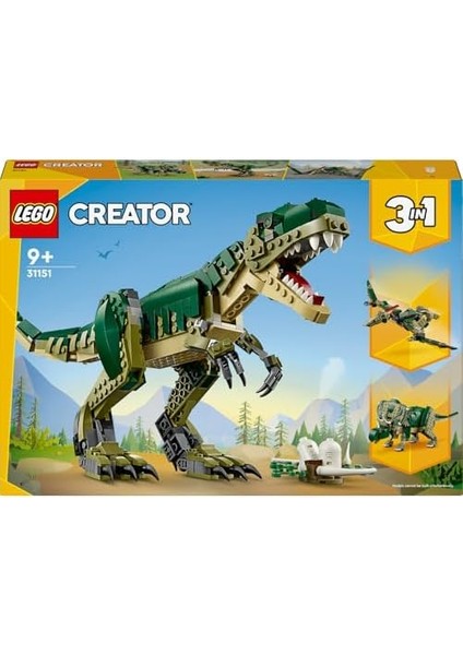 Creator 3 Ü 1 Arada T. Rex 31151 - 9 Yaş ve Üzeri Dinozor Tutkunları Için Triceratops ve Pterodactyl Modelleriyle Yaratıcı Oyuncak Yapım Seti, Çocuklar Için Hediye Fikri (626 Parça) modelleri