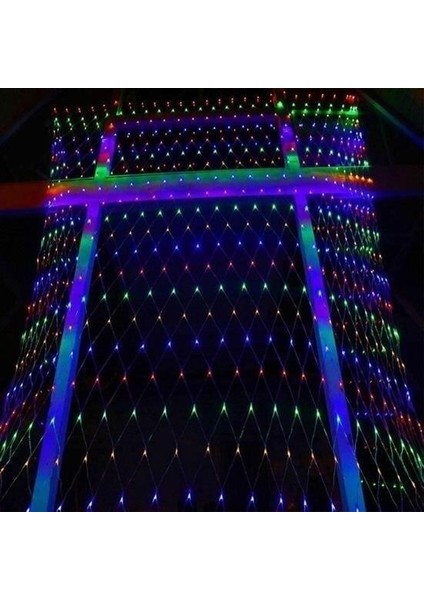 Buffer® 1x2 Metre Dekoratif File Ağ Perde 192 LED 8 Animasyonlu Farklı Işık Modu Rgb Fişli
