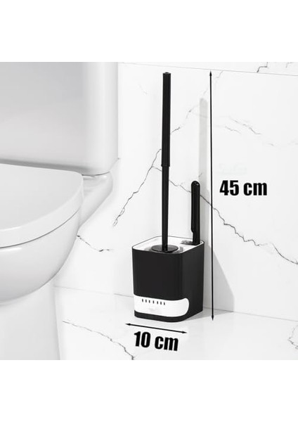 2038 Pratik Temizlik Tuvalet Fırçalığı Banyo Tuvalet Fırçası Wc Fırçası - Siyah Beyaz fiyatları