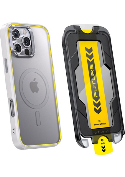 The Future Iphone 16 Pro Kılıfı Beyaz, Tam Kaplayan Kırılmaz Temperli Camlı Koruma