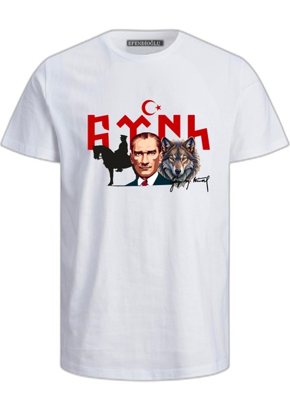 Bozkurt 𐱅𐰼𐰇𐰰 Yazılı Atatürk Baskılı T-Shirt
