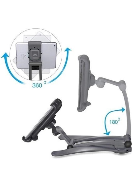 Buffer® 360 Derece Dönebilen Mutfak Masaüstü Telefon Tablet Tutucu Ayarlanabilir Esnek Ayaklı Metal indirimleri