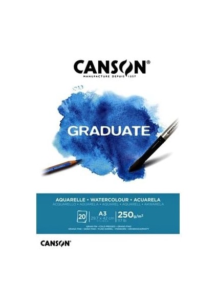 Canson Graduate A3 250 gr 20SY Aquarelle Sketch Defter Cangrad 400110375