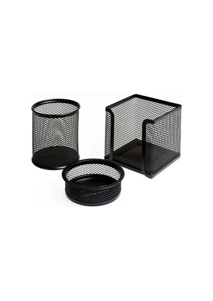 Bion Perforeli Masaüstü Kalemlik Seti 3"lü Siyah 9305