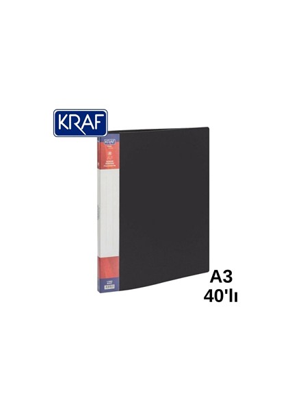 Kraf A3 Sunum Dosyası 40 Lı 1140A3 Siyah
