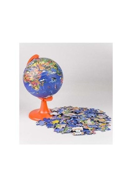 Gürbüz 15 cm My World Globe Hayvanlı Yer Küre +100 Parça Puzzle 48152