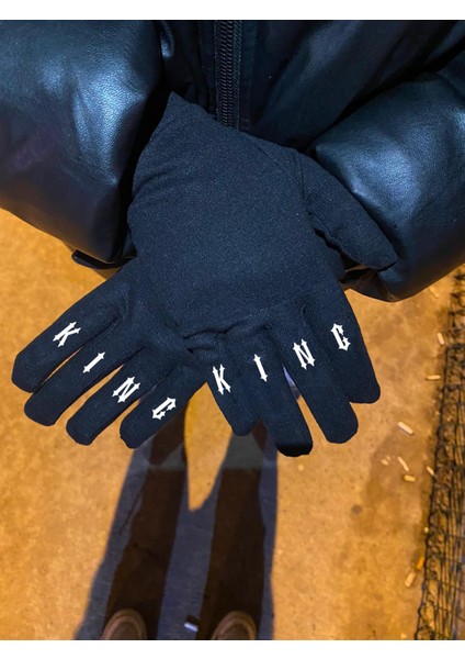 Siyah Eldiven Termal Kumaş Reflektörlü Motor Kış Scooter Bisiklet Drill