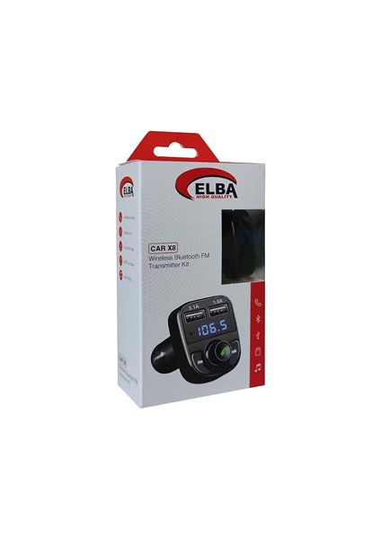 Elba Car X8 2 Usbli Araç Bluetooth Fm Transmitter Kit