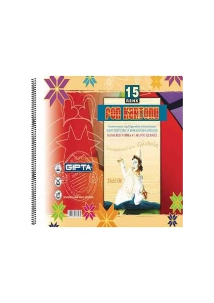 Gıpta 35X50 cm Karton Kapak Spiralli Fon Kartonu Defteri 15 Renk 1577