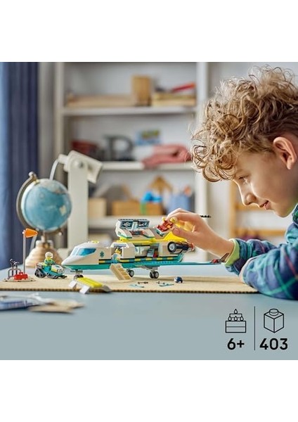 City Acil Hava Ambulans Uçağı 60465-6 Yaş ve Üzeri Çocuklar Için Kar Motosikleti Içeren Kurtarma Oyuncak Yapım Seti, Doğum Günü Hediyesi (403 Parça) modelleri
