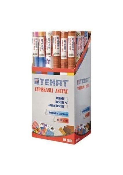 Temat 45 CMX2MT Yapışkanlı Asetat Karışık Desenli 139764