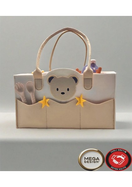 Atlı Keçe Anne Bebek Bakım Çantası Yenidoğan Alt Açma Değiştirme Organizer Taşınabilir Düzenleyici