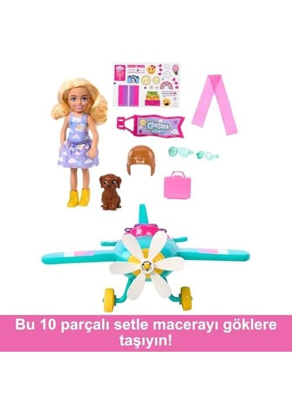 Chelsea Meslekleri Öğreniyor Bebek ve Uçak Oyun Seti, Papatya Şeklinde Pervaneye Sahip Iki Koltuklu Uçak, Yavru Köpek ve Çıkartmalarla Birlikte 7 Aksesuar, HTK38 fiyatları