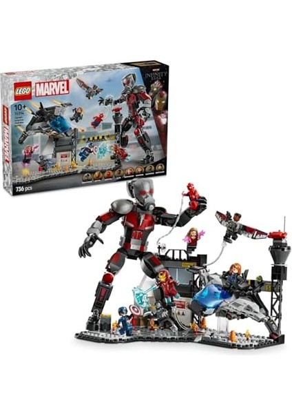 | Kaptan Amerika: Kahramanların Savaşı Aksiyon Savaşı 76314-10 Yaş ve Üzeri Çocuklar Için 8 Minifigürlü Oyuncak Yapım Seti, Doğum Günü Hediyesi (736 Parça) modelleri