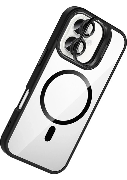 Apple iPhone 16 Remim Lensli Magsafe Standlı Kapak - Siyah fiyatları