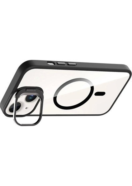 Apple iPhone 15 Plus Remim Lensli Magsafe Standlı Kapak - Siyah modelleri