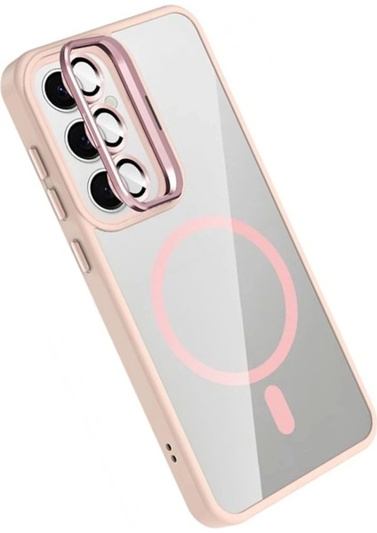 Samsung Galaxy S24 Fe Remim Lensli Magsafe Standlı Kapak - Pembe fırsatları