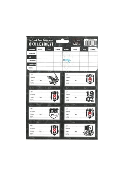 Timon Beşiktaş Ders Programlı Okul Etiketi 3 Lü 463644