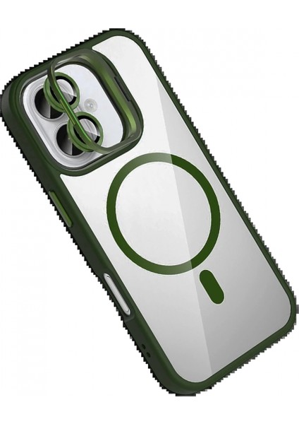 Apple iPhone 16 Plus Remim Lensli Magsafe Standlı Kapak - Koyu Yeşil fiyatları