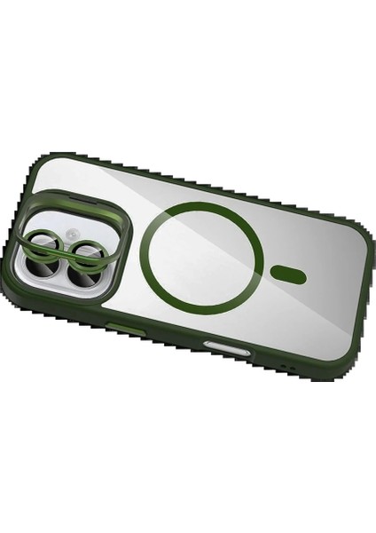 Apple iPhone 16 Plus Remim Lensli Magsafe Standlı Kapak - Koyu Yeşil fırsatları