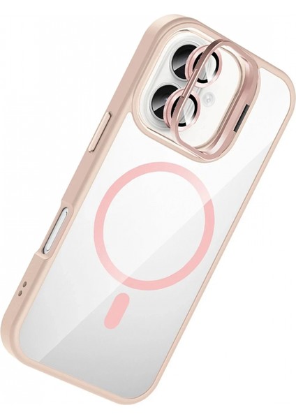 Apple iPhone 16 Plus Remim Lensli Magsafe Standlı Kapak - Pembe fiyatları