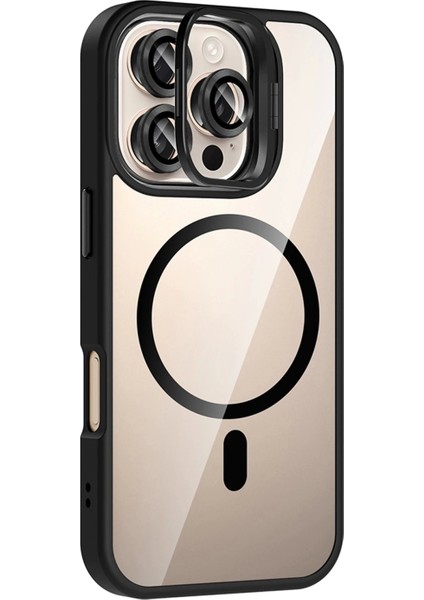 Apple iPhone 16 Pro Remim Lensli Magsafe Standlı Kapak - Siyah fiyatları