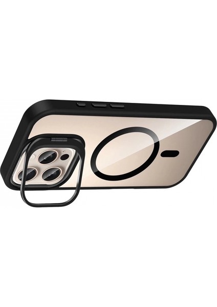 Apple iPhone 16 Pro Remim Lensli Magsafe Standlı Kapak - Siyah fırsatları
