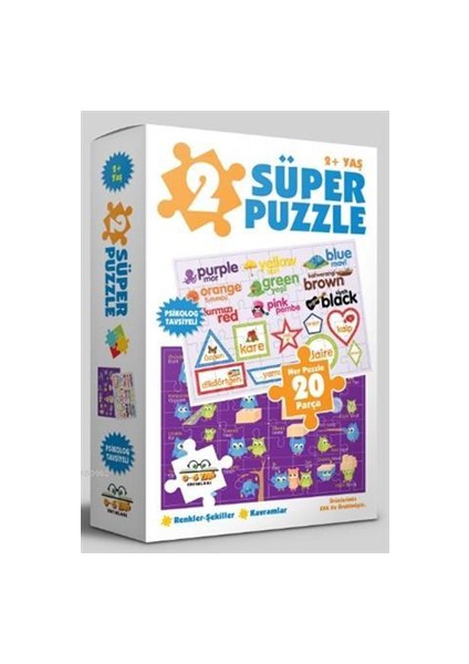 2 Süper Puzzle - Renkler Şekiller - Kavramlar - 0-6 Yaş Yayınları