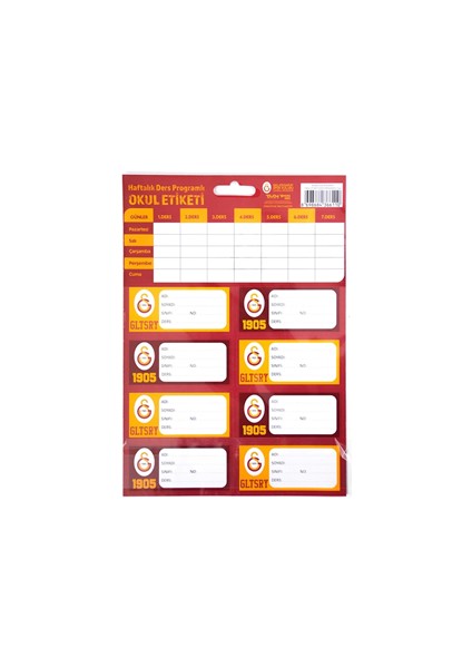 Timon Galatasaray Ders Programlı Okul Etiketi 3 Lü 463643
