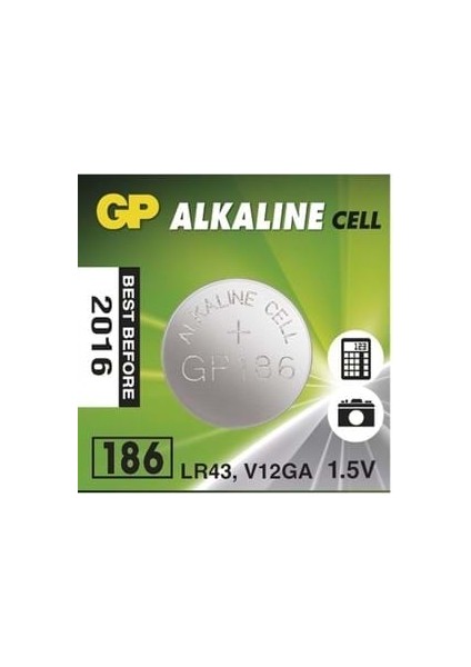 Gp LR43 186 1,5 Volt Pil 2016