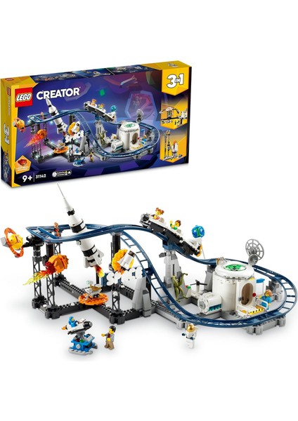 Creator Uzay Hız Treni, Düşüş Kulesi ve Atlıkarınca Seti Üçü Bir Arada, Lunapark Makineleri Modelleri, Uzay Roketi, Gezegenler ve Işık Saçan Parçaları Içerir, Yaratıcı Yapım Seti 31142