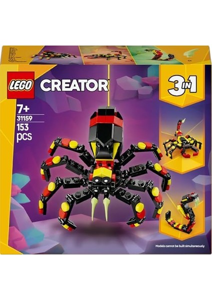 Creator 3 Ü 1 Arada Vahşi Hayvanlar: Şaşırtıcı Örümcek 31159-7 Yaş ve Üzeri Çocuklar Için Yaratıcı Oyuncak Yapım Seti, Doğum Günü Hediyesi (153 Parça) fiyatları