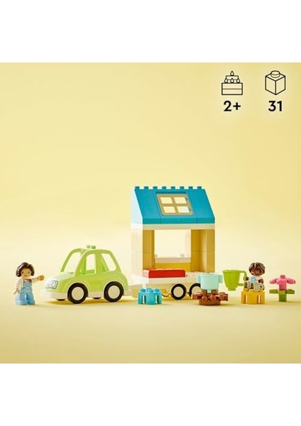 Kasabası Tekerlekli Aile Evi 10986 - 2 Yaş ve Üzeri Çocuklar Için Rol Oyununu Teşvik Eden Yapım Seti, Okul Öncesi Çocuklar Için Hediye Fikri (31 Parça) fiyatları
