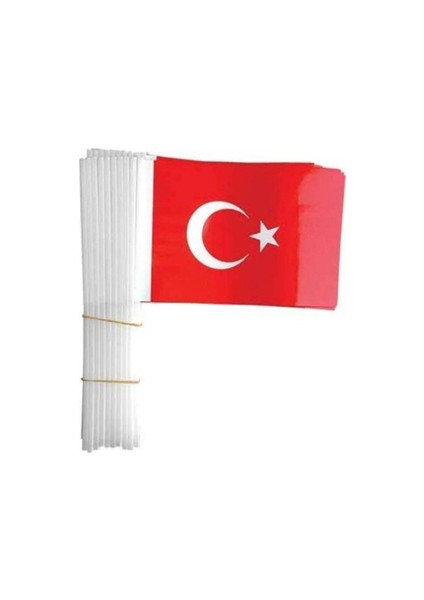 1 adet Vatan Sopalı Kağıt Türk Bayrağı Küçük Boy VT801 (Saplı Bayrak)