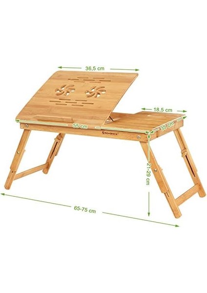 Bambu Dizüstü Bilgisayar Standı, Yükseklik Ayarlanabilir, Yatak Masası, 5 Eğim Açısı, Çekmeceli LLD001 modelleri
