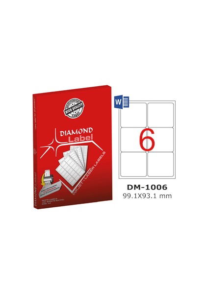 Diamond Label 99.1X93.1 mm A4 Laser Etiket 100"LÜ DM-1006