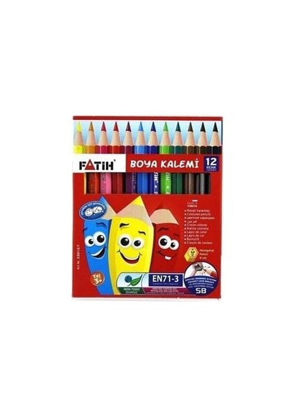 Fatih 12 Renk Yarım Boy Kuru Boya Kalemi 33012