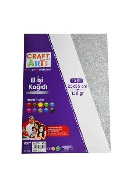Craft Arts 25X35 cm 150 gr Simli Elişi Kağıdı 10''lu UCA-150S