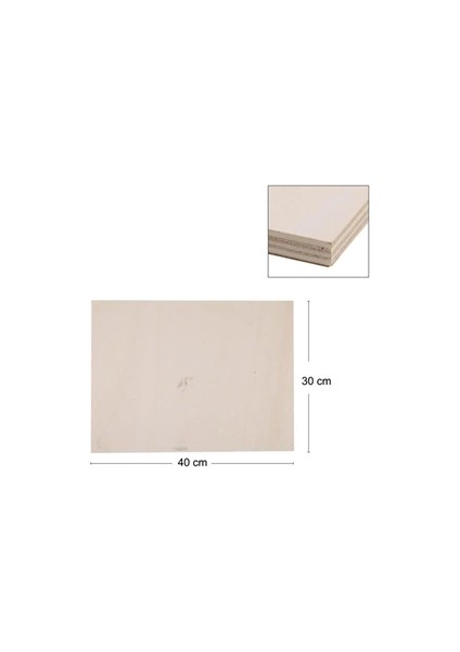 Aka Kontraplak 30X40 10 mm Kavak (Filografi Tahtası)