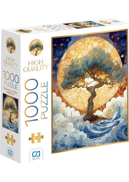 Games Dolunay ve Ağaç 1000 Parça 2,2mm Kalınlık 48X68CM Profesyonel Hobi Puzzle Yapboz Serisi