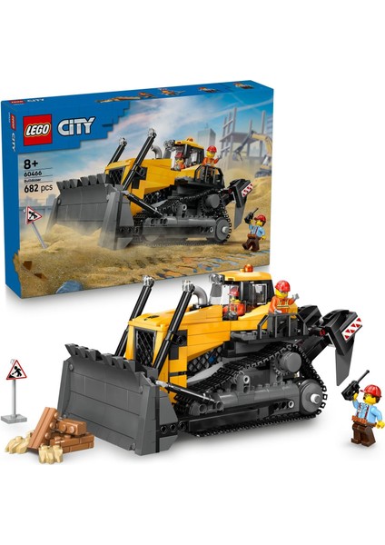 City Sarı Buldozer 60466 - 8 Yaş ve Üzeri Çocuklar Için Inşaat Sahası Temalı Araç ve Ekipman Oyuncak Yapım Seti, Doğum Günü Hediyesi (682 Parça)