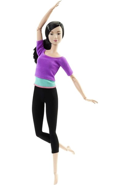 Sonsuz Hareket Bebeği, Kumral - Siyah Taytlı, Mavi Tişörtlü, Siyah Uzun Saçlı DHL84