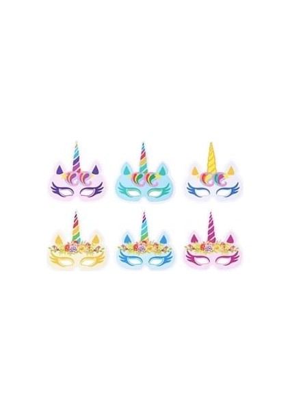 Nedi Unicorn Karton Maske 6"lı 56453